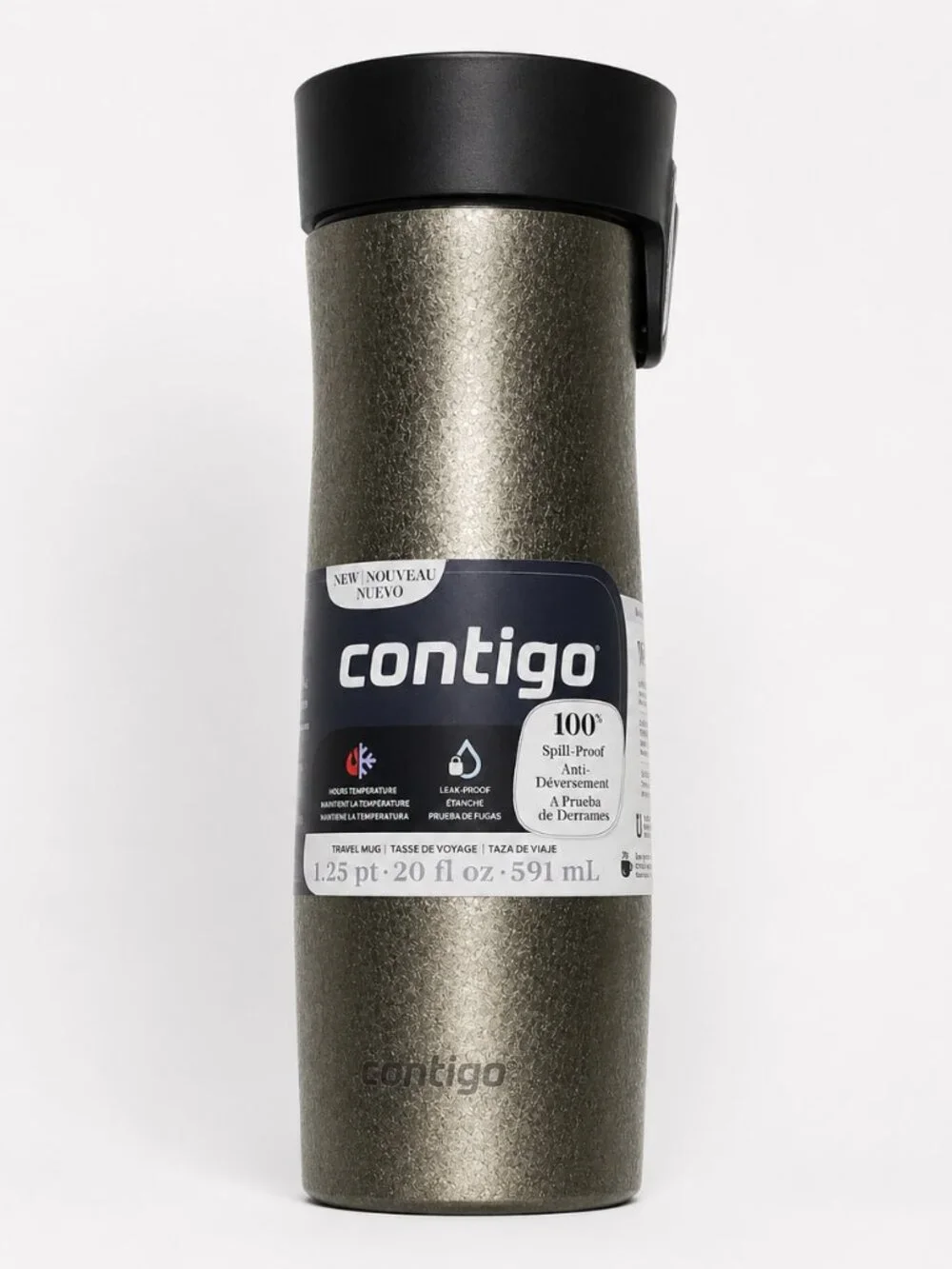 CONTIGO Travel Mug 20 oz AUTOSEAL WEST LOOP 3 STAINLESS Frosty Crystal Gold